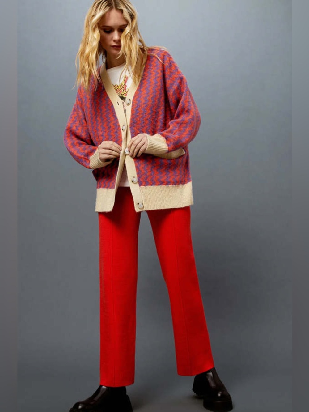 Knit Pintuck Pant - Hot Orange - Daydreamer